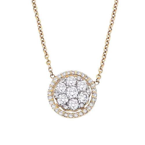 .47ctw Diamond Cluster Halo 14K Gold Pendant Necklace Croghans
