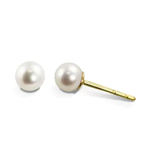 4mm A Akoya Pearl 14K Yellow Gold Stud Earrings Croghans