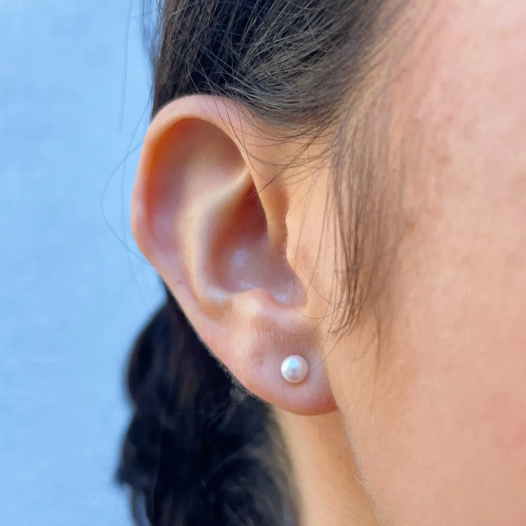 4mm A Akoya Pearl 14K Yellow Gold Stud Earrings Croghans