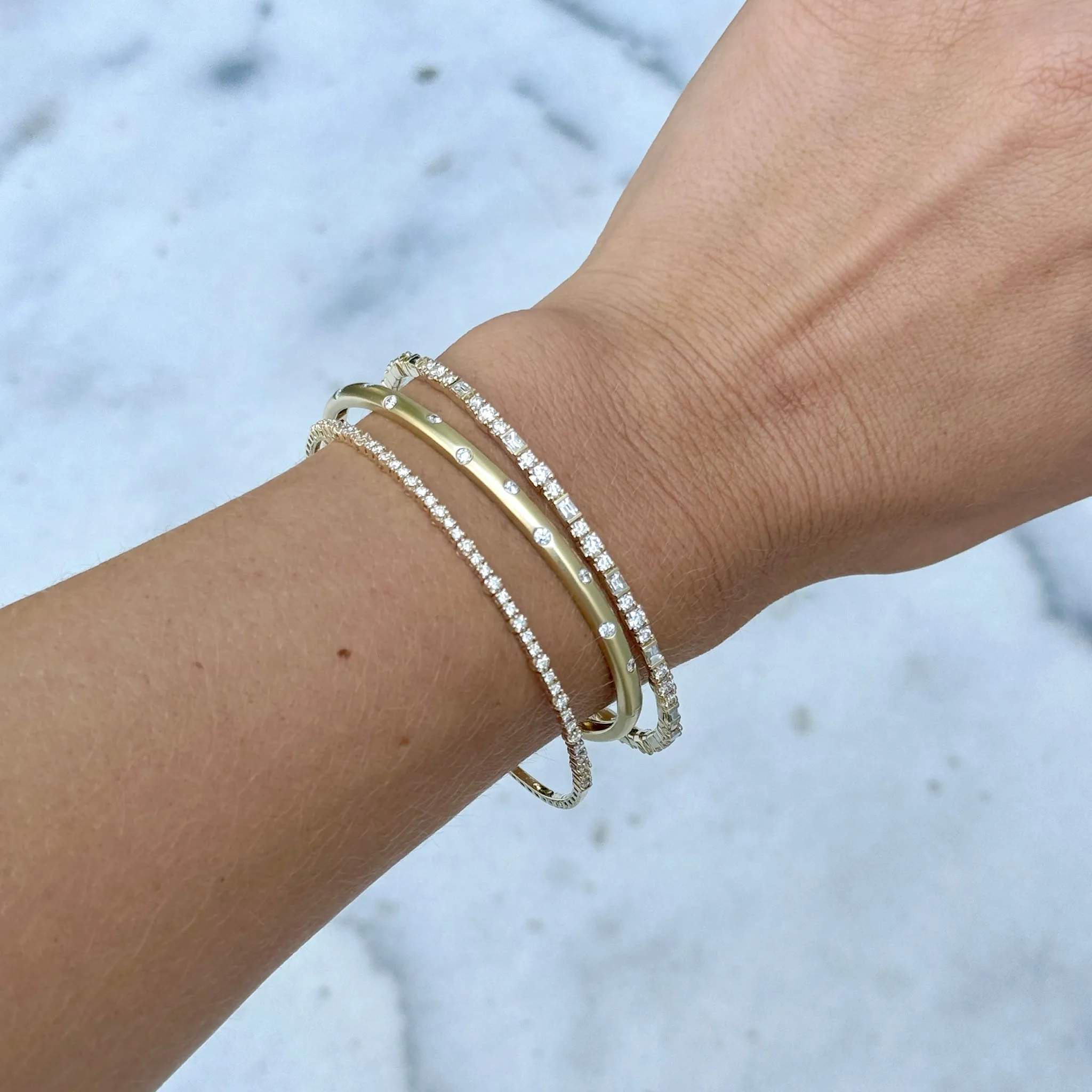 .50ctw Diamond 14K Yellow Gold Flexible Bangle