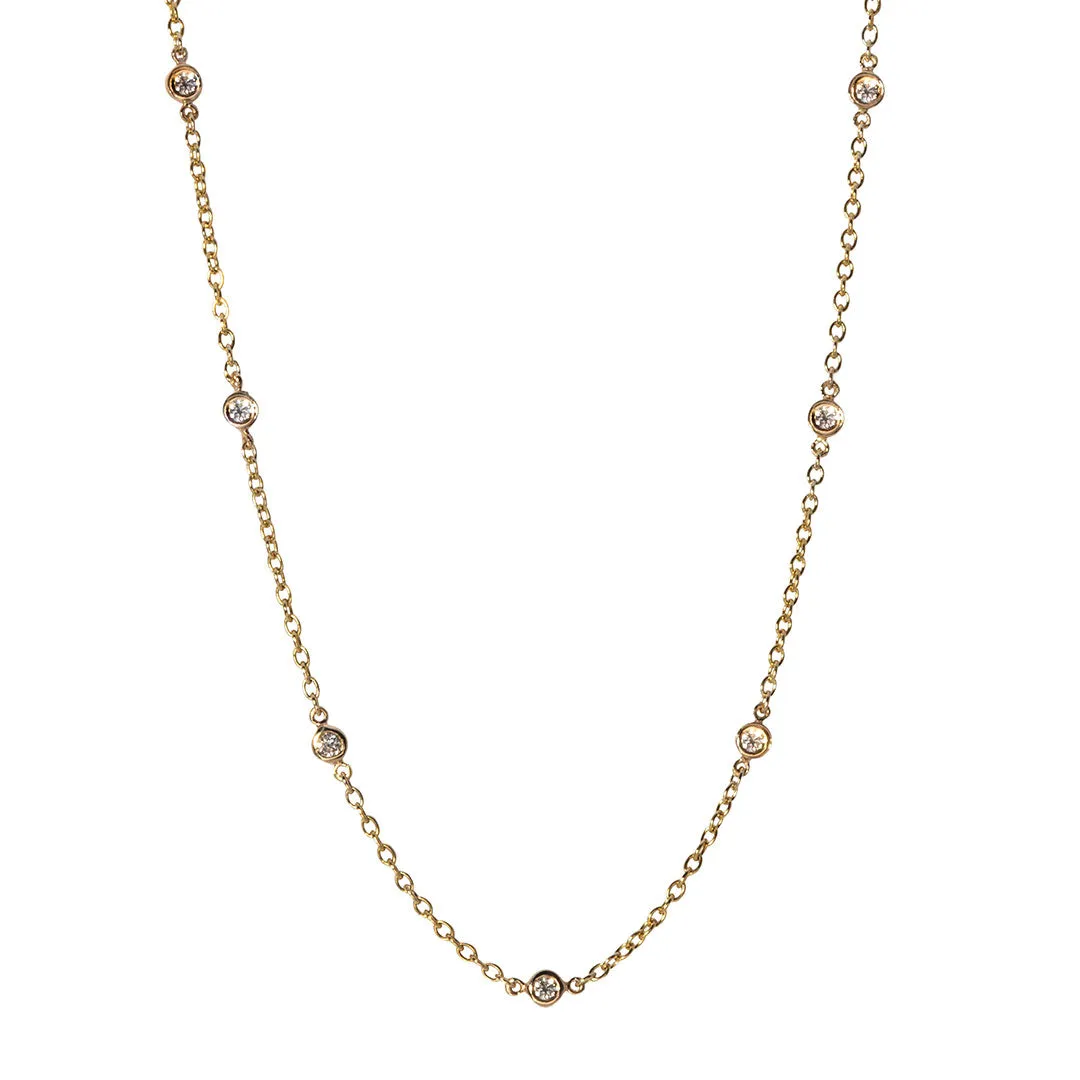 .56ctw Diamond by the Yard 14 Station 14K Yellow Gold Necklace Croghans