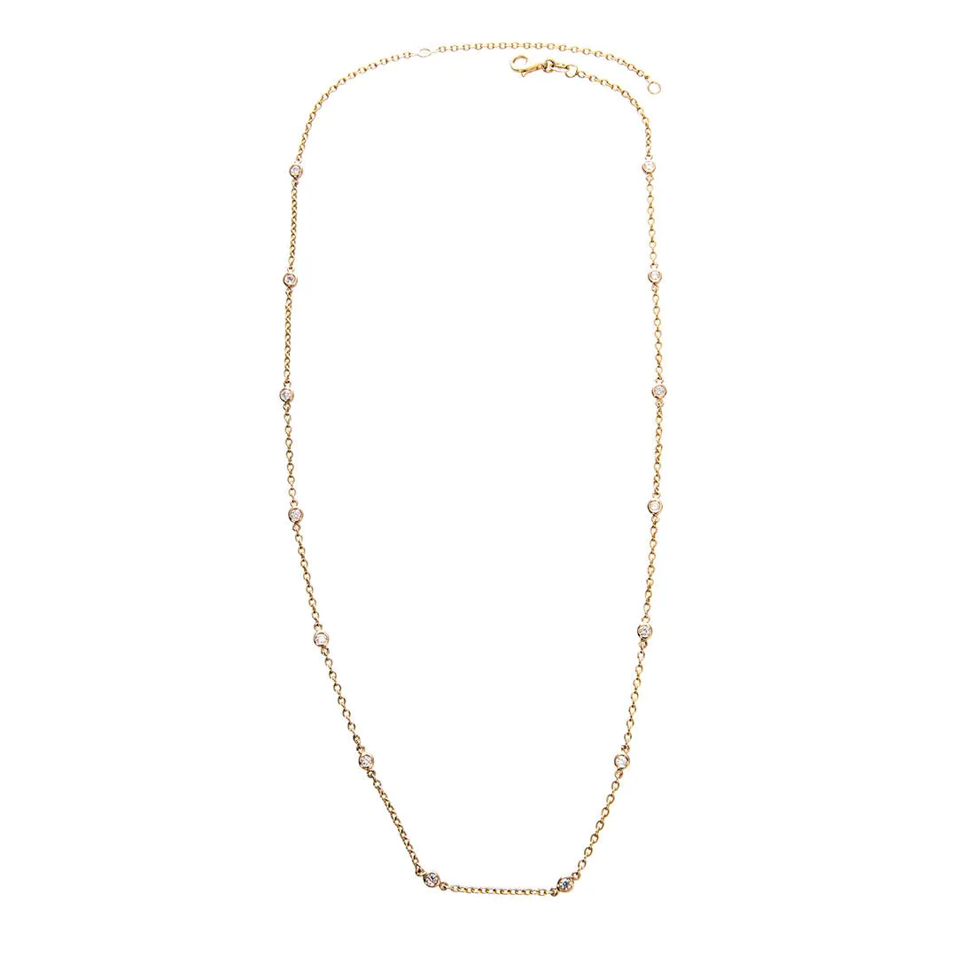 .56ctw Diamond by the Yard 14 Station 14K Yellow Gold Necklace Croghans