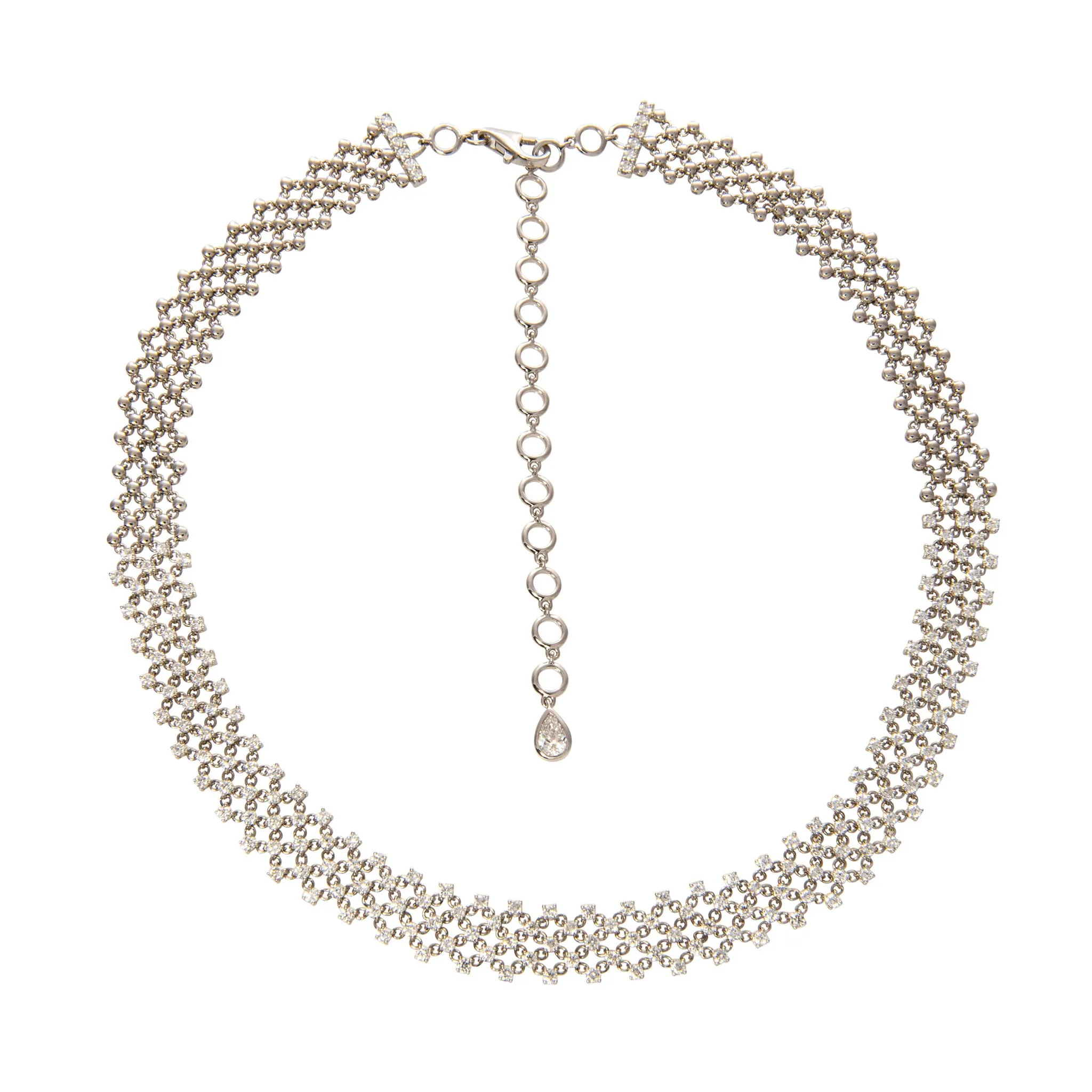 5ctw Diamond 18K White Gold Mesh Choker Necklace Croghans