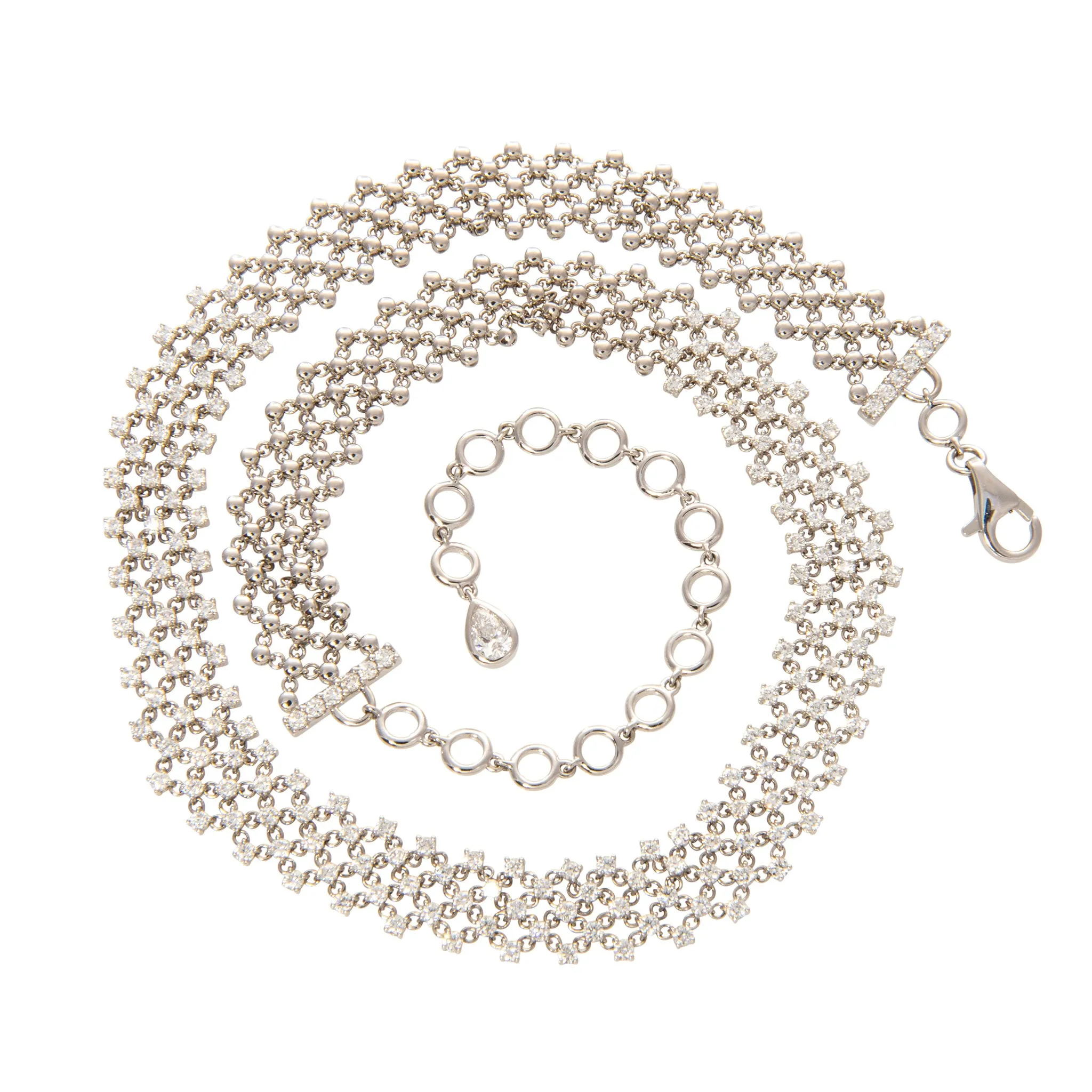 5ctw Diamond 18K White Gold Mesh Choker Necklace Croghans