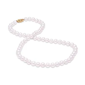 6.5-7mm Freshwater Pearl Strand 14K Gold Filigree Clasp Necklace Croghans