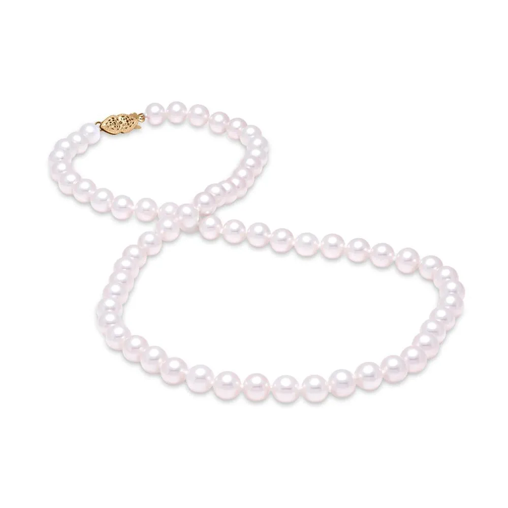 6.5-7mm Freshwater Pearl Strand 14K Gold Filigree Clasp Necklace Croghans