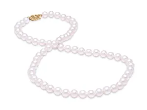 7-7.5mm Freshwater Pearl Strand 14K Gold Filigree Clasp Necklace Croghans