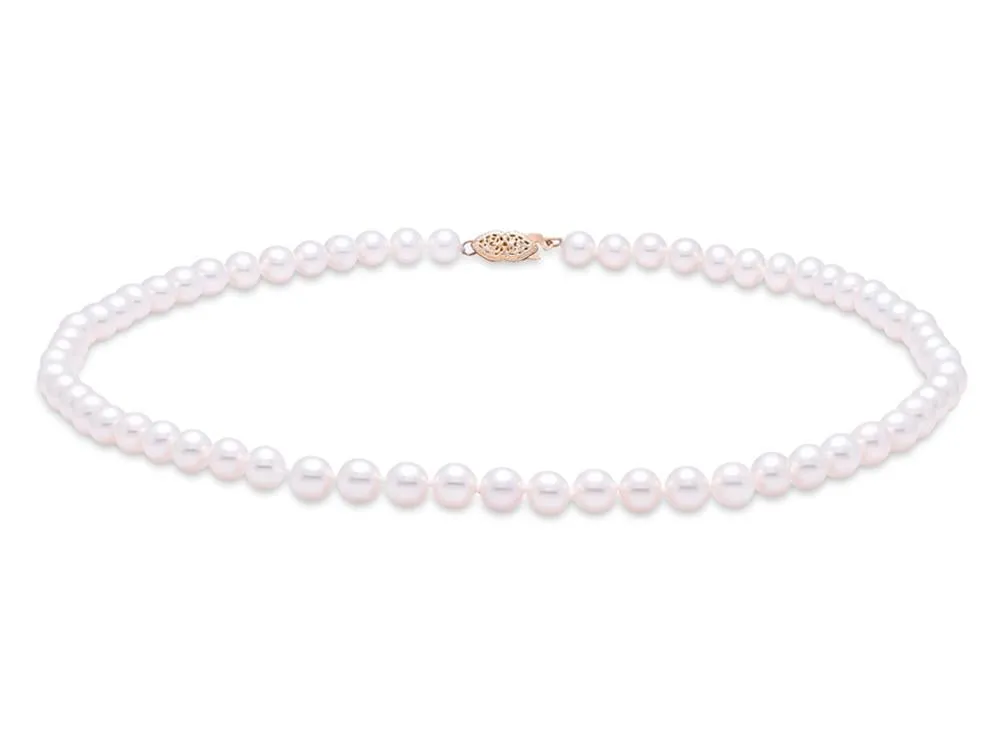 7-7.5mm Freshwater Pearl Strand 14K Gold Filigree Clasp Necklace Croghans