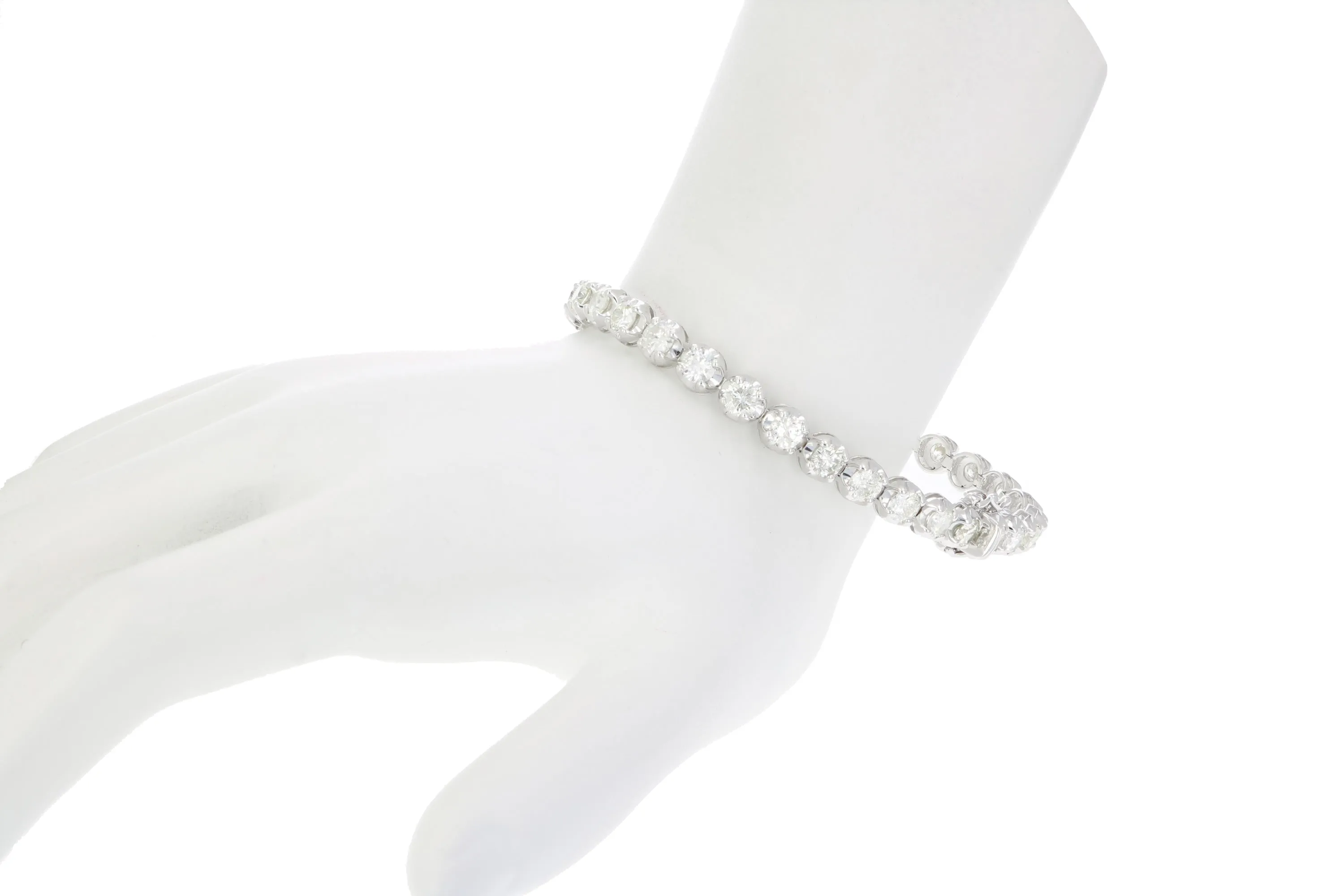 7 cttw I1-I2 Certified Diamond Bracelet 18K White Gold I-J Tennis Round 7 Inch