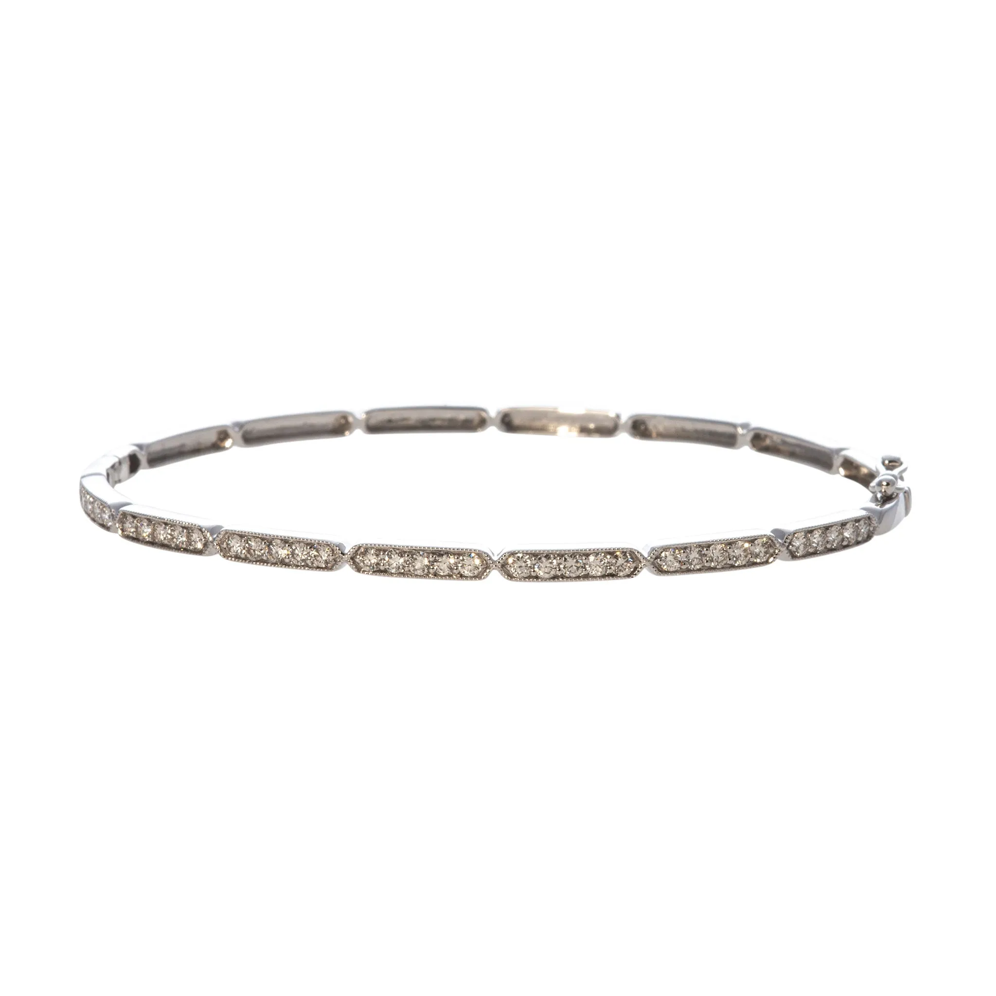 .70ctw Diamond Pav Milgrain 14K White Gold Bangle