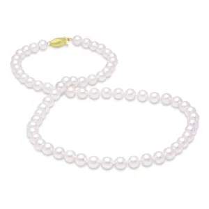 7.5-8mm Akoya Pearl Strand 14K Gold Fish Hook Clasp Necklace Croghans