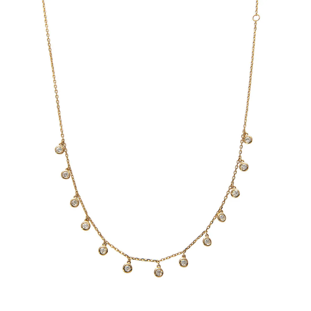.75ctw Diamond Bezel Drop Station 14K Yellow Gold Necklace Croghans
