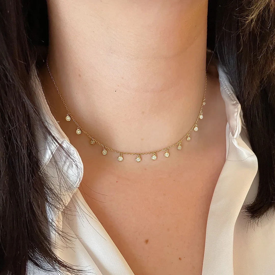 .75ctw Diamond Bezel Drop Station 14K Yellow Gold Necklace Croghans