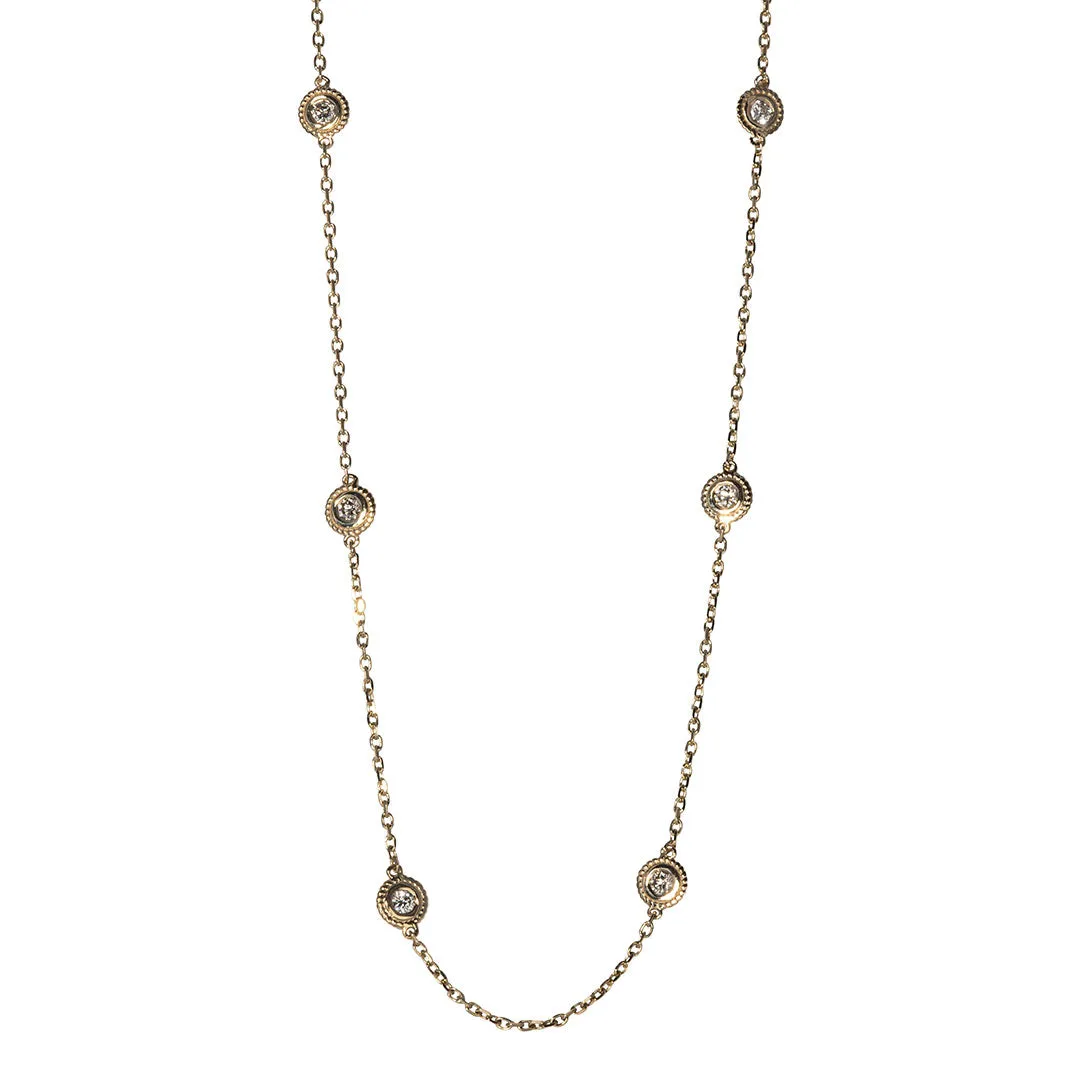 .75ctw Diamond by the Yard 10 Station 14K Yellow Gold Necklace Croghans