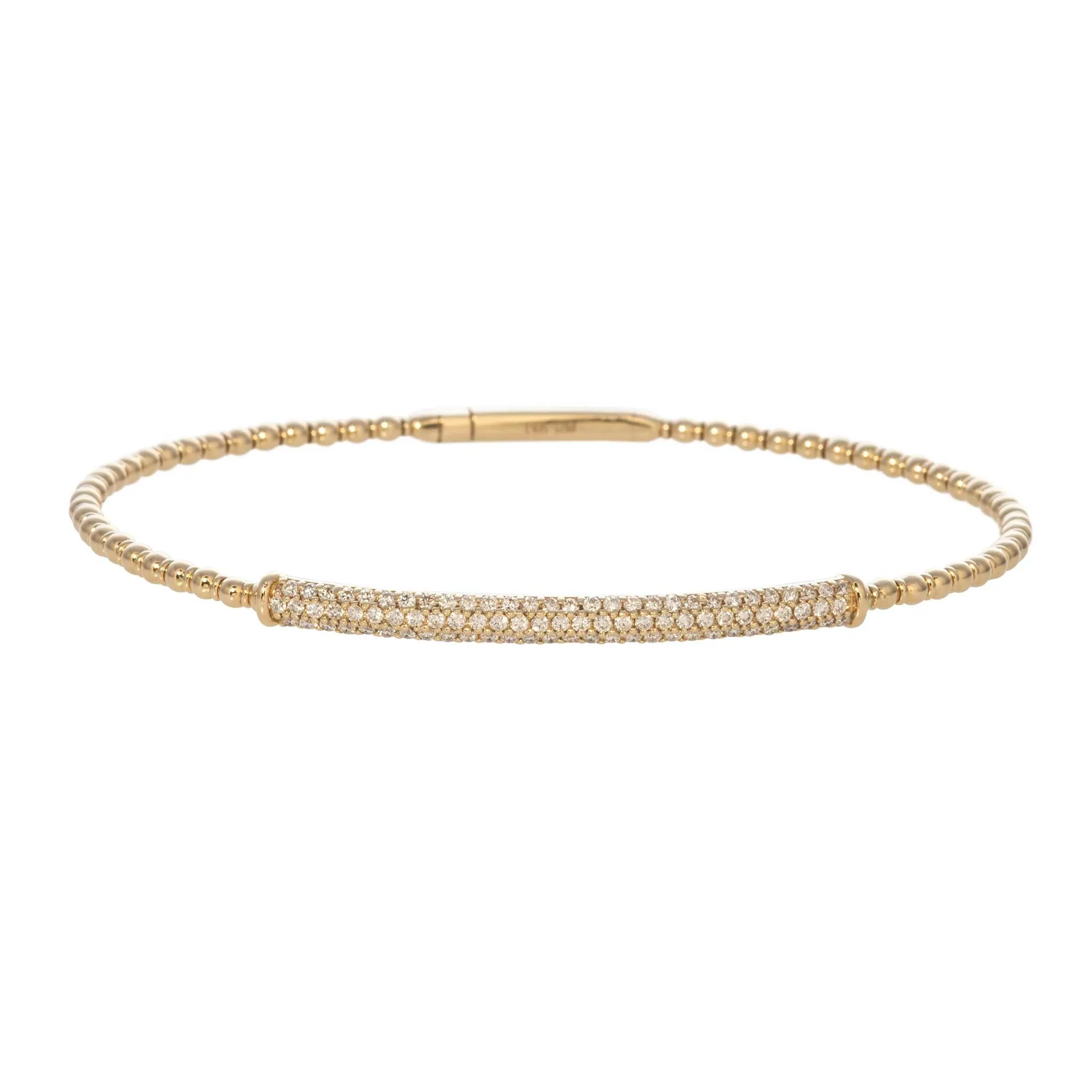 .75ctw Diamond Pav 14K Yellow Gold Beaded Flexible Bangle