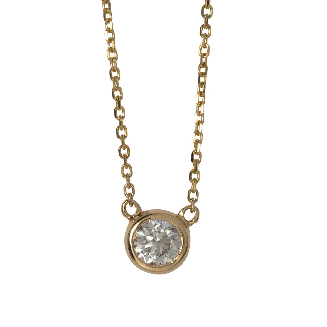 .75ctw Diamond Solitaire Bezel 14K Yellow Gold Necklace Croghans