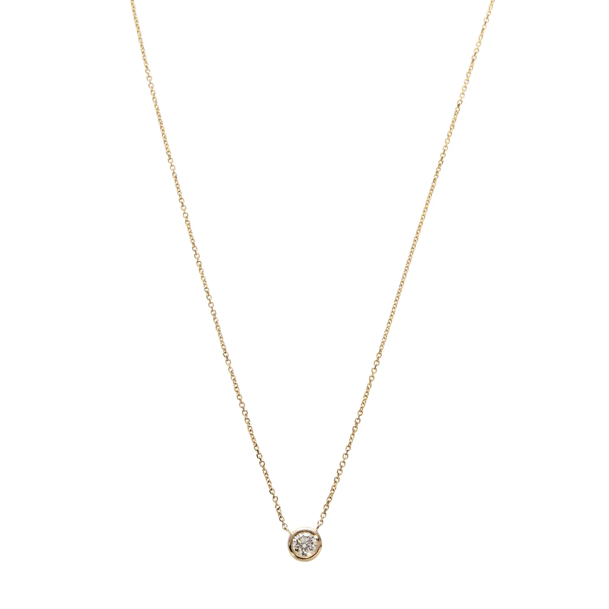 .75ctw Diamond Solitaire Bezel 14K Yellow Gold Necklace Croghans