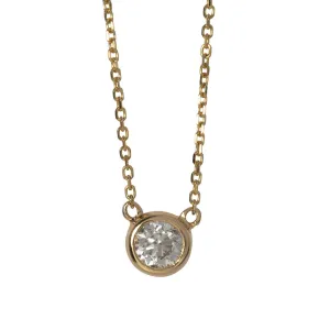 .75ctw Diamond Solitaire Bezel 14K Yellow Gold Necklace Croghans