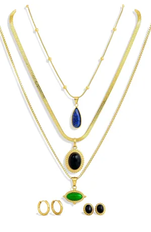 8 PIECES GENUINE GEMSTONE SET