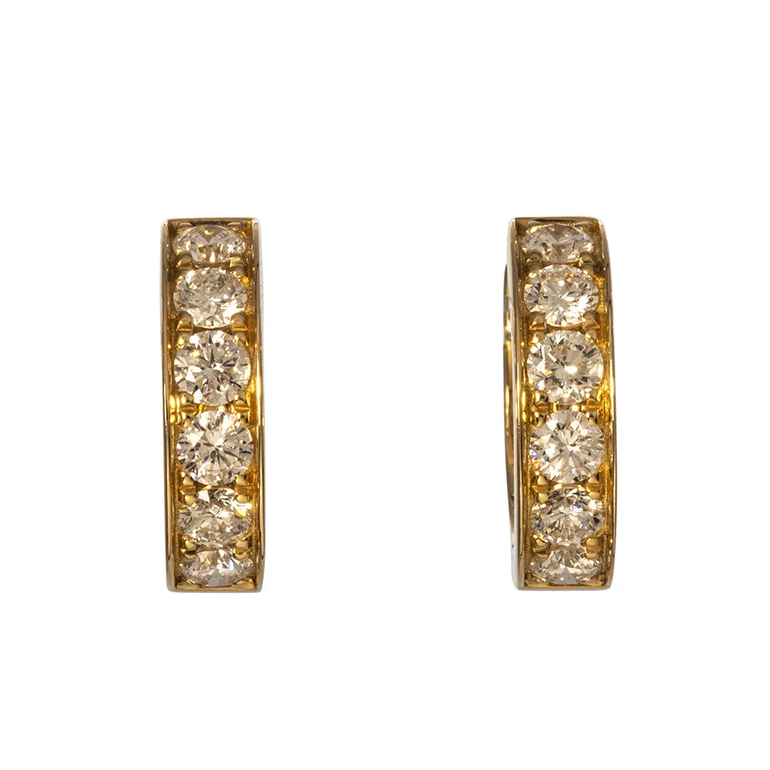 .88ctw Diamond Illusion Channel 14K Yellow Gold Huggie Earrings Croghans