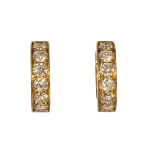 .88ctw Diamond Illusion Channel 14K Yellow Gold Huggie Earrings Croghans