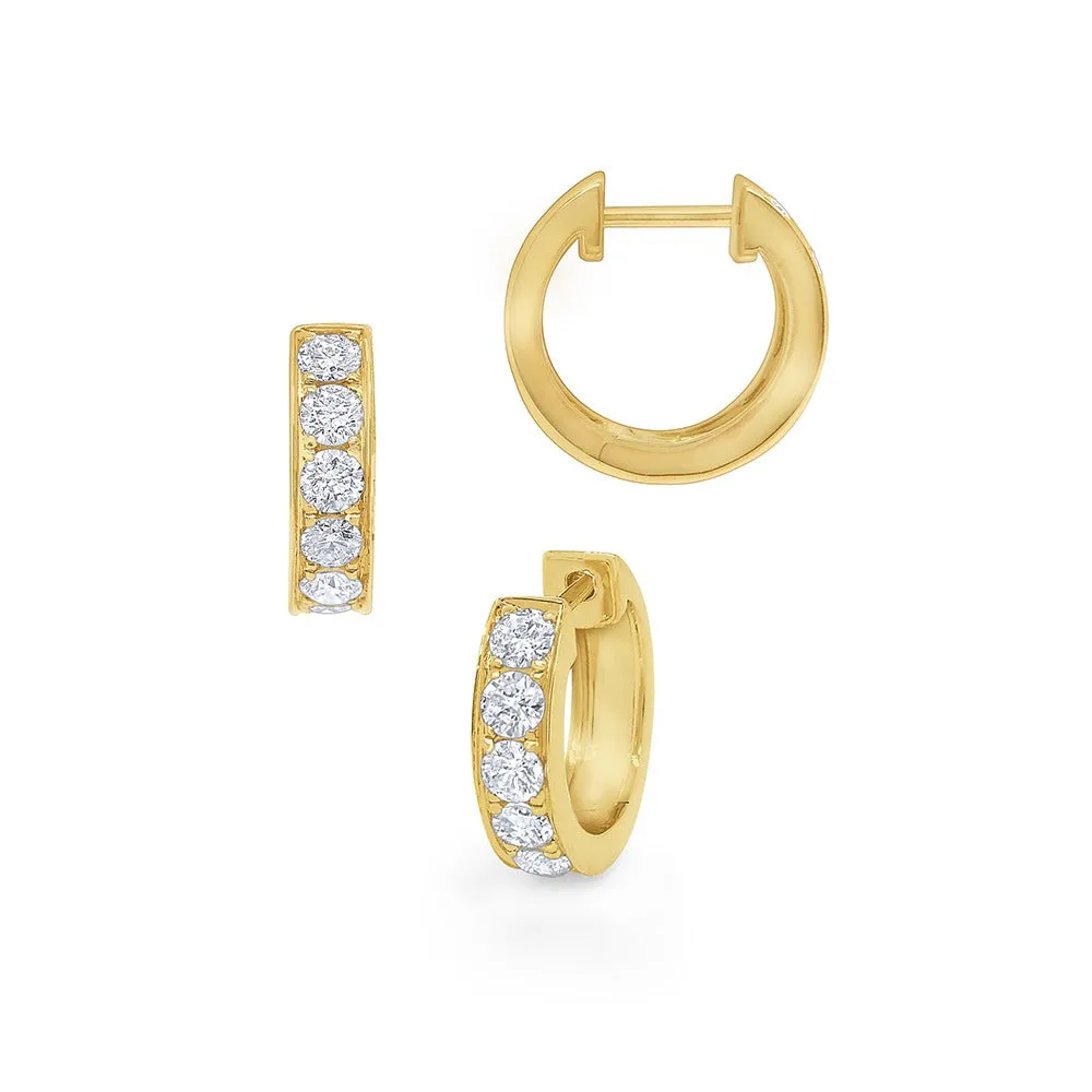 .88ctw Diamond Illusion Channel 14K Yellow Gold Huggie Earrings Croghans