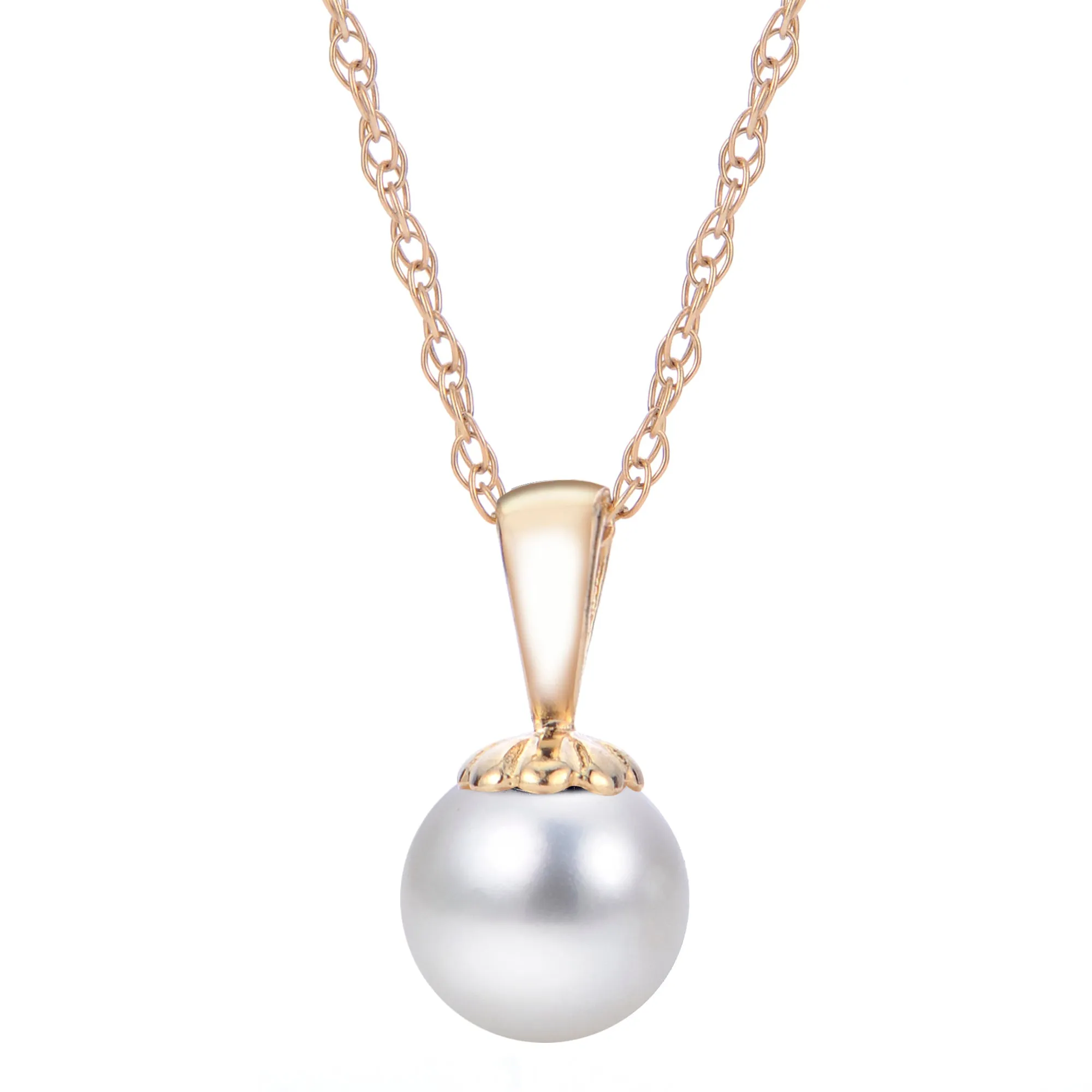 8mm Akoya Pearl 14K Yellow Gold Pendant Necklace Croghans
