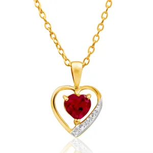 9ct Alluring Yellow Gold Created Ruby   Diamond Pendant Shiels