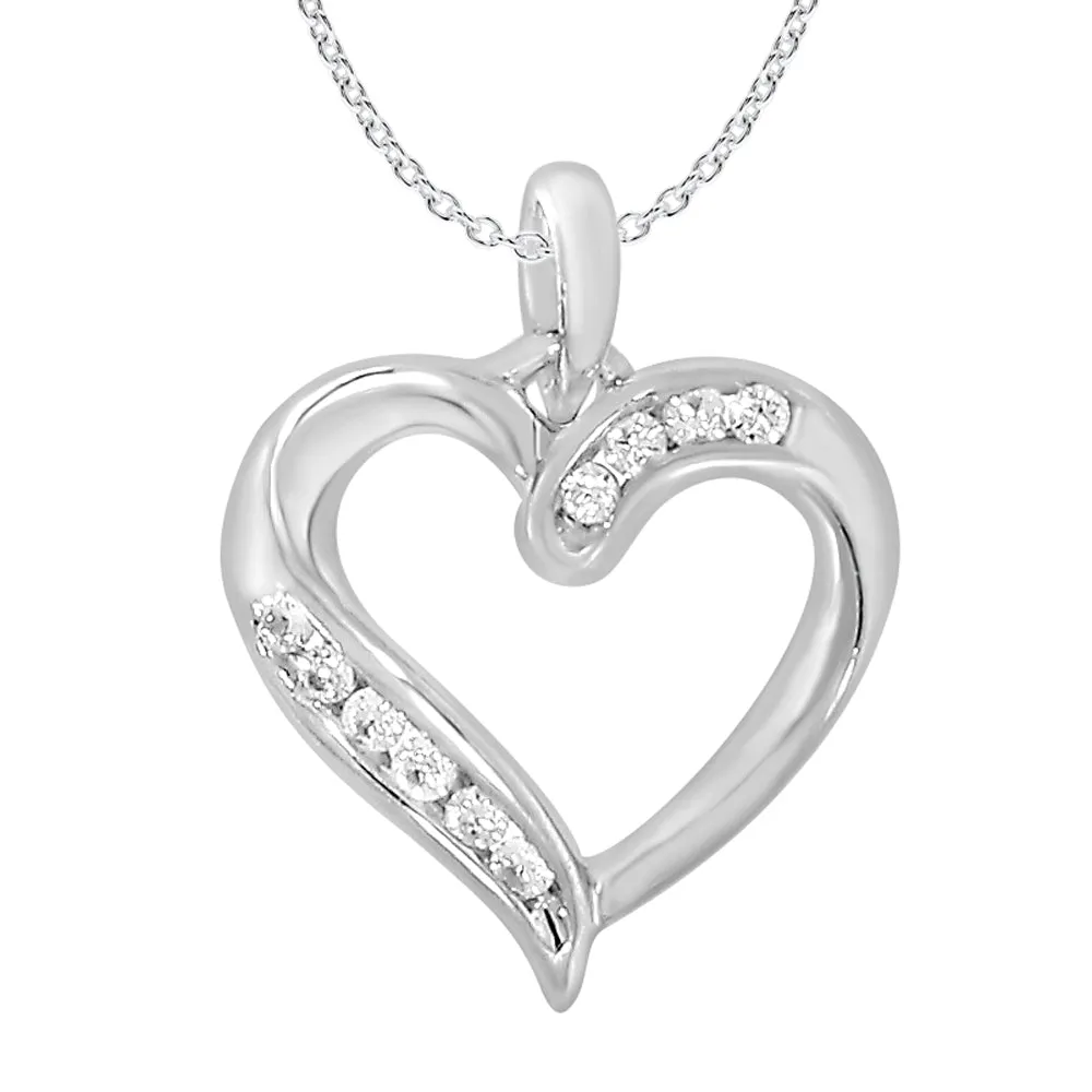 9ct Elegant White Gold Diamond Pendant With 45cm Chain Shiels