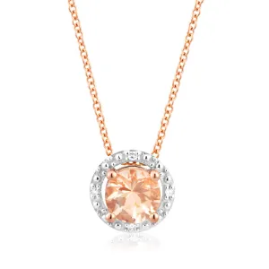 9ct Rose Gold Morganite with Diamond Halo Pendant on 45cm Chain Shiels