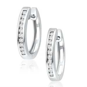 9ct Superb White Gold Diamond Hoop Earrings Shiels