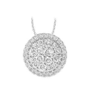 9ct White Gold 1 Carat Diamond Cluster Pendant on 45cm Chain Shiels