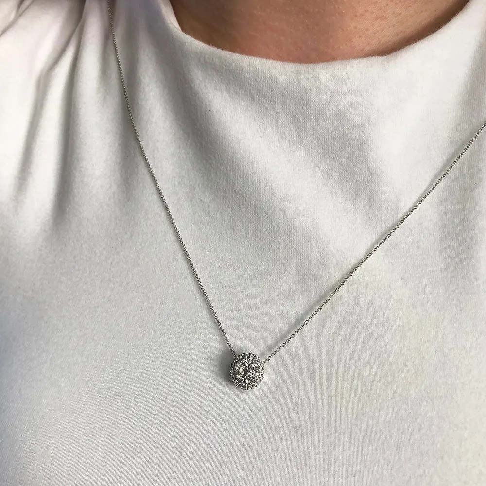9ct White Gold 1/2 Carat Diamond Cluster Pendant on 45cm Chain Shiels