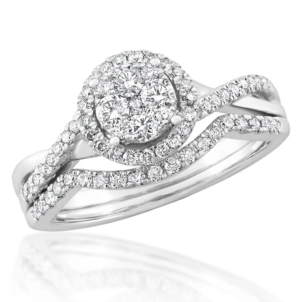 9ct White Gold 2 Ring Bridal Set With 3/5 Carats Of Diamonds Shiels