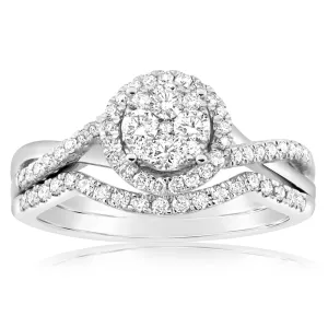 9ct White Gold 2 Ring Bridal Set With 3/5 Carats Of Diamonds Shiels
