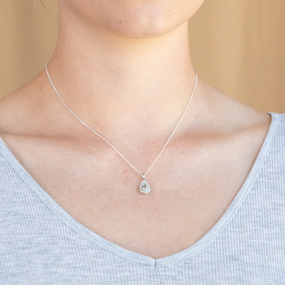 9ct White Gold Aquamarine   7 Diamond Pendant Shiels