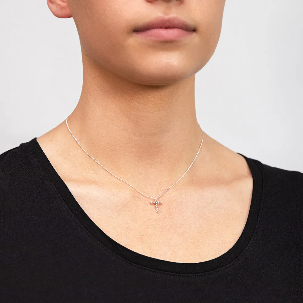 9ct White Gold Diamond Cross Pendant with 11 Brilliant Cut Diamonds Shiels