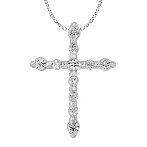 9ct White Gold Diamond Cross Pendant with 11 Brilliant Cut Diamonds Shiels