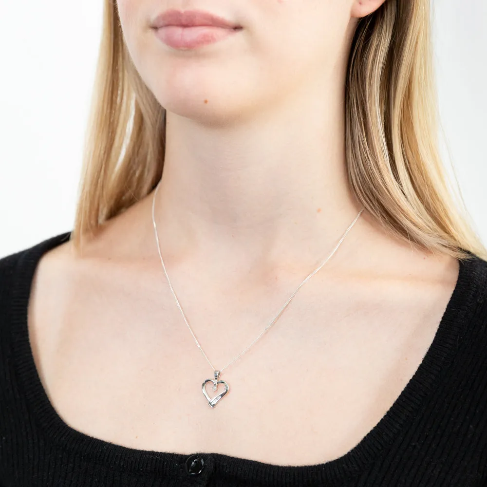 9ct White Gold Heart Shaped Channel Set Diamond Pendant Shiels