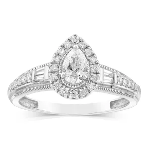 9ct White Gold Mix Shaped Cut Ring in 1/2 Carat Natural Diamonds Shiels
