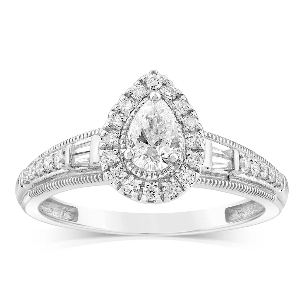 9ct White Gold Mix Shaped Cut Ring in 1/2 Carat Natural Diamonds Shiels