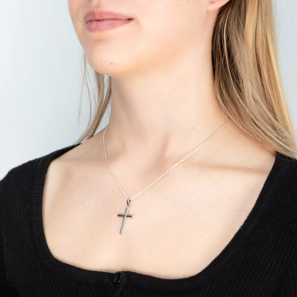 9ct White Gold Plain Cross Pendant Shiels