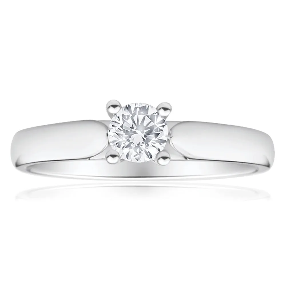 9ct White Gold Solitaire Ring With 0.30 Carat 4 Claw Set Diamond Shiels