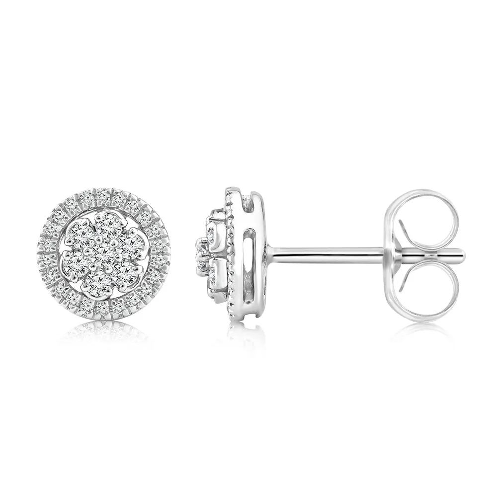 9ct White Gold Stud Earrings in 1/5 Carat Natural Diamonds Shiels