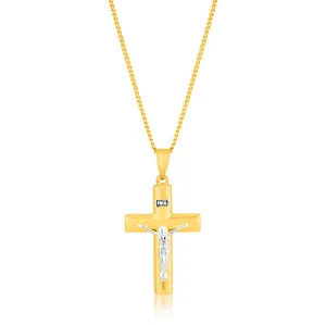 9ct Yellow & White Gold Silver Filled Crucifix Shiels