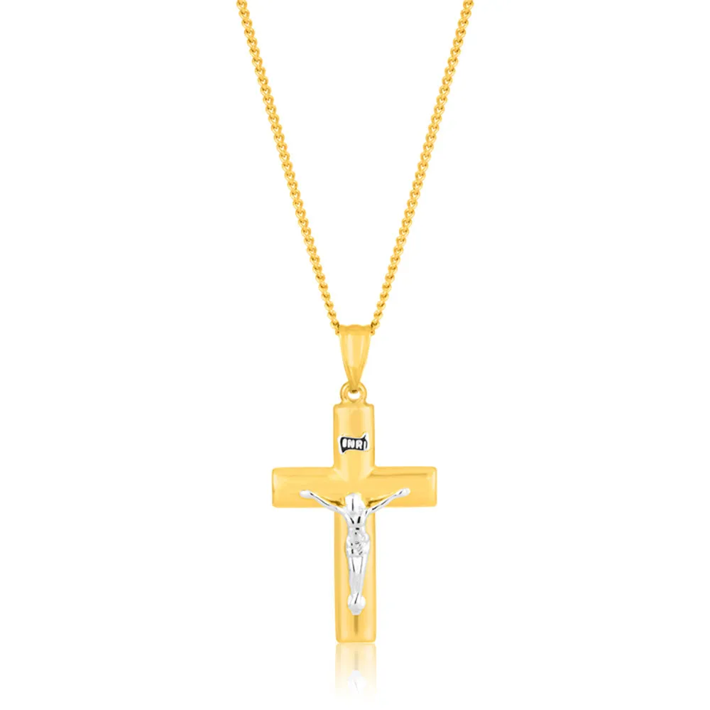 9ct Yellow & White Gold Silver Filled Crucifix Shiels