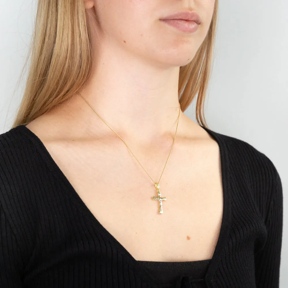 9ct Yellow & White Gold Silver Filled Crucifix Shiels