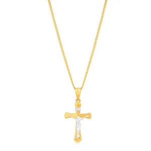 9ct Yellow & White Gold Silver Filled Crucifix Shiels