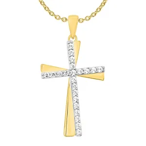 9ct Yellow and White Gold 1/5 Carat Diamond Cross Pendant Shiels