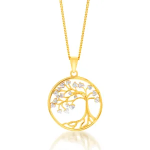 9ct Yellow And White Gold Diamond Cut Tree Of Life Pendant Shiels